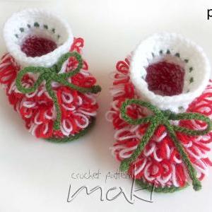 Crochet Pattern - Christmas Booties - Little Santa..