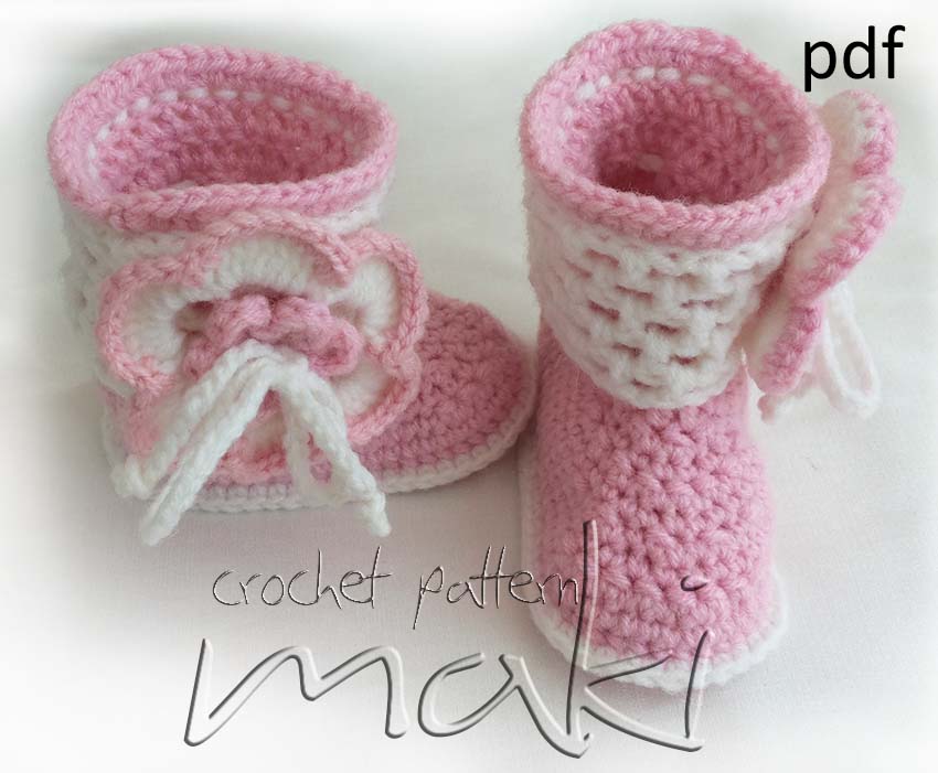 Crochet Pattern Baby Boots - Permission To Sell Finished Items - No Sewing - Pdf! Full Of Large Pictures! Pattern No. 105