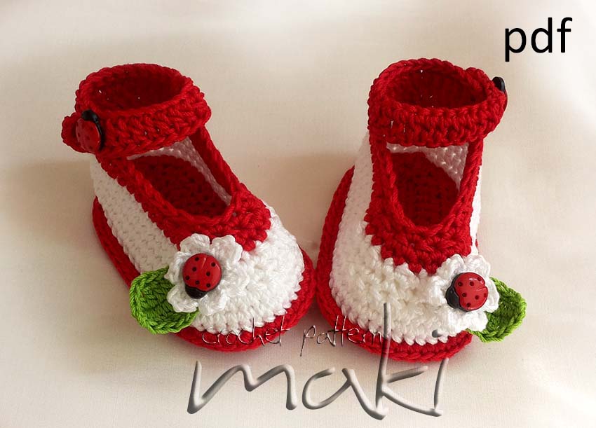 Crochet Pattern - Ladybug Ankle Strap - Permission To Sell Finished Items. Perfect For Baby Shower. Full Of Large Pictures! Pattern No. 104